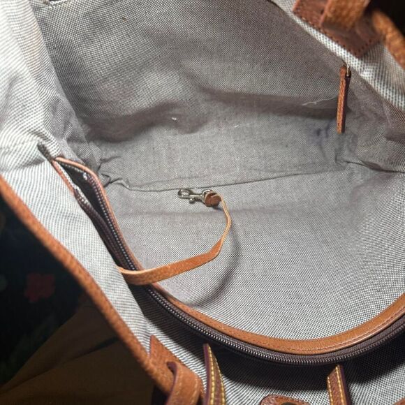 Dooney & Bourke Black Brown Suede Leather Tote Bag Shoulder Purse - Picture 5 of 8